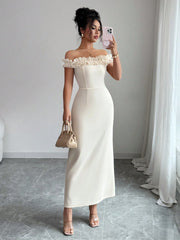 MAXI WITH DROPPED SHOULDERS AND RUFFLES