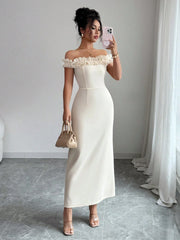 MAXI WITH DROPPED SHOULDERS AND RUFFLES