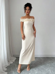 MAXI WITH DROPPED SHOULDERS AND RUFFLES