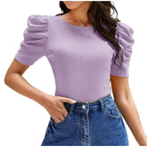 ROUND NECK PUFF SLEEVE T-SHIRT