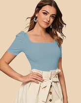 SQUARE NECK PUFF SLEEVE TEE
