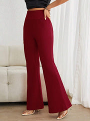 HIGH WAIST FLARE LEG PANTS WITH POCKETS
