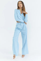 WOMEN CROPPED BLAZER JACKET AND HIGH WAISTED BOTTOM