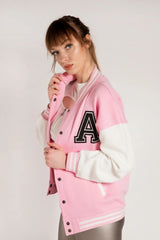 VARSITY BASEBALL UNISEX JACKET- PINK
