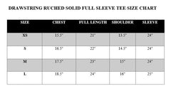 DRAWSTRING RUCHED SOLID FULL SLEEVE TEE-WINE
