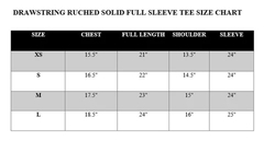 DRAWSTRING RUCHED SOLID FULL SLEEVE TEE-PINK