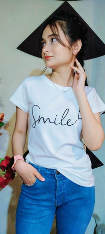 LETTER AND HEART PRINT TEE-OFF WHITE