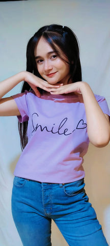 LETTER AND HEART PRINT TEE-LILAC