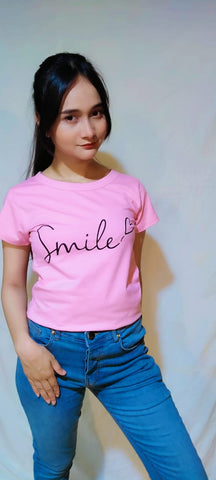 LETTER AND HEART PRINT TEE-PINK