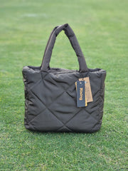 Quilted Tote Bag-Olive