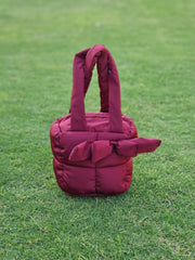 Puffer Bag Bow Tote Bag Wine