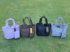 Padded Tote Handbag Large Capacity Quilted Shoulder Pillow Bag Small Black