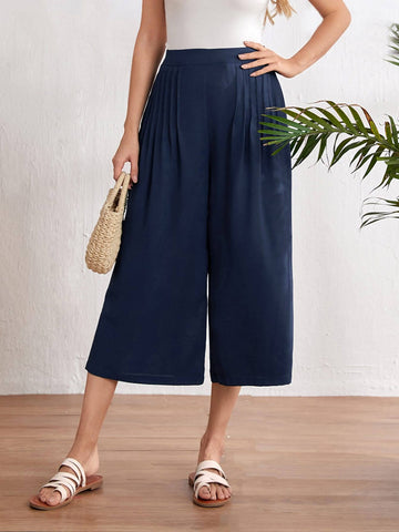 SOLID CAPRIS WIDE LEG TROUSERS WITH TEE
