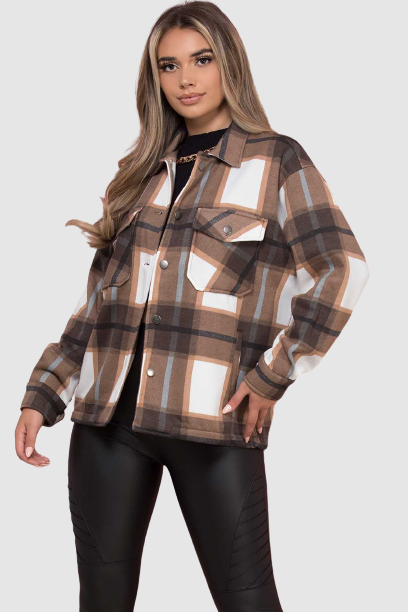 OVERSIZED CHECK SHACKET- BROWN