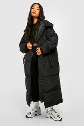 HOODED LONGLINE PUFFER JACKET