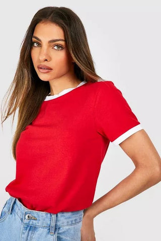 RED RINGER FITTED T-SHIRT