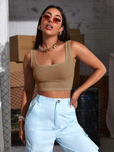 SQUARE NECK RIB-KNIT CROP TANK TOP
