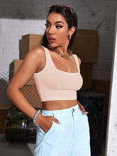 SQUARE NECK RIB-KNIT CROP TANK TOP
