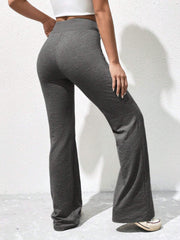 DRAWSTRING WAIST FLARE TROUSER