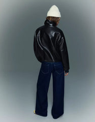 FAUX LEATHER BOMBER JACKET