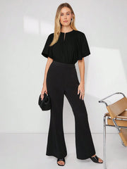 ROUND NECK HOLLOW BUTTERFLY SLEEVE LOOSE DRAPING TOP