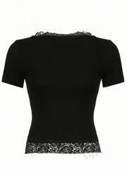 ESSNCE SUMMER SHORT LACE SPLICE TIGHT FASHION TOP