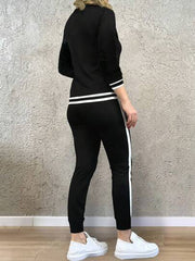 LONG SLEEVE TOP & ELASTIC WAIST POCKET LONG PANT SET
