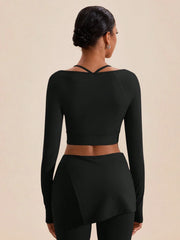 CORSET LONG SLEEVE FITTED CROPPED TOP AND BOTTOM