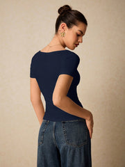 SOLID COLOR SLIM FIT SHORT SLEEVE TOP
