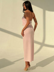 SOLID COLOR SLEEVELESS VEST & SKIRT SET