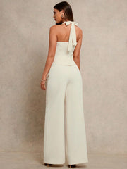 HALTER TIE WRAP TOP & STRAIGHT-LEG PANTS SET