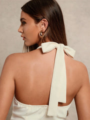 HALTER TIE WRAP TOP & STRAIGHT-LEG PANTS SET