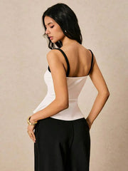 Women's Vest Bow Decoration Top Wiith wide leg pants