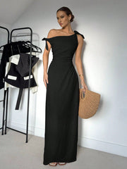 CASUAL SOLID COLOR ASYMMETRICAL DRESS