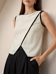 ASYMMETRIC HEM ROUND NECK TANK TOP