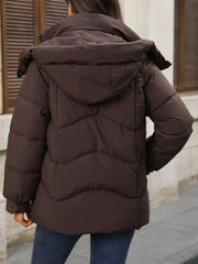 WOMEN'S SOLID COLOR LONG SLEEVE HOODED LONG CASUAL JACKET