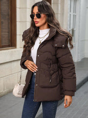 WOMEN'S SOLID COLOR LONG SLEEVE HOODED LONG CASUAL JACKET