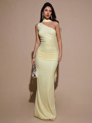 ASYMMETRIC ONE SHOULDER RUCHED BODYCON