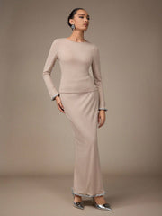 CREW NECK LONG SLEEVE TOP AND SKIRT
