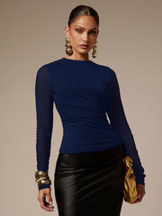 LONG SLEEVE RUCHED FITTED TOP