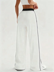 WAISTBAND CONTRAST STRIPE LOOSE FIT STRAIGHT LEG PANTS