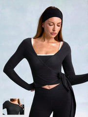 TIE-WAIST LONG SLEEVE TOP