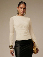 LONG SLEEVE RUCHED FITTED TOP