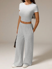 CASUAL CROPPED T-SHIRT AND PANTS