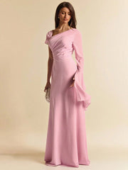 ASYMMETRIC SHOULDER WRAP DRESS