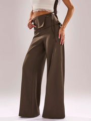 ASYMMETRIC TIE-WAIST MINIMALIST LOW-RISE PANTS