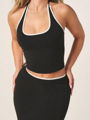 HALTER CROP TOP WITH MAXI SKIRT SET