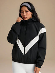 COLORBLOCK HOODED ZIP-UP CASUAL VERSATILE SPORTS JACKET