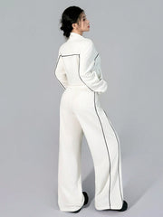 CONTRAST TRIM JACKET WITH LONG PANTS