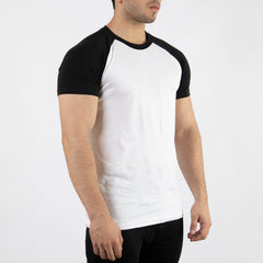 BLACK & WHITE TEE WITH RAGLAN SLEEVES